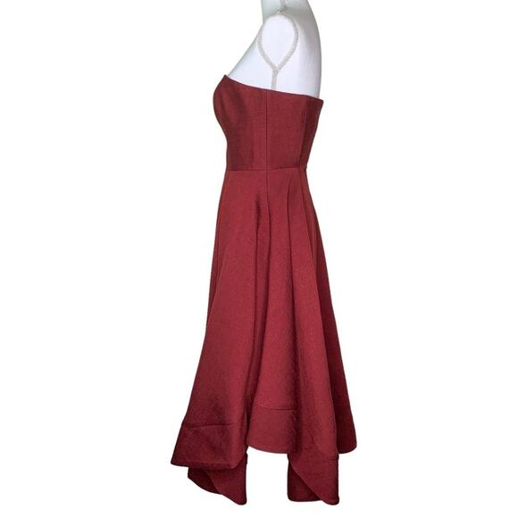C/MEO Collective Making Waves Strapless Fit & Flare Dress Claret Red Burgundy - Picture 4 of 11